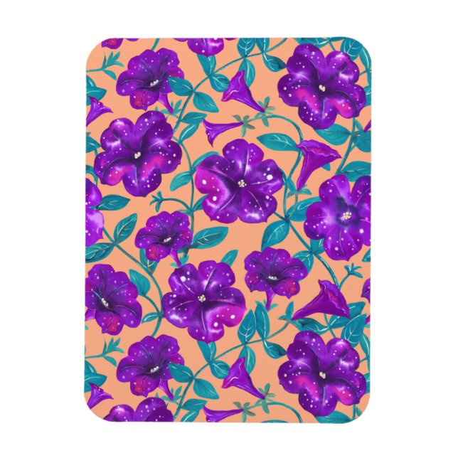 Petunia Night Sky on apricot background Throw Pill Magnet (Vertical)