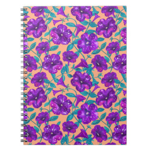 Petunia Night Sky on apricot background Throw Pill Notebook