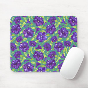 Petunia Night Sky on teal background Throw Pillow Mouse Mat