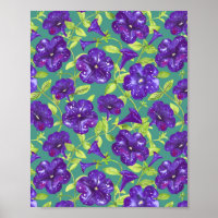 Petunia Night Sky on teal background Throw Pillow
