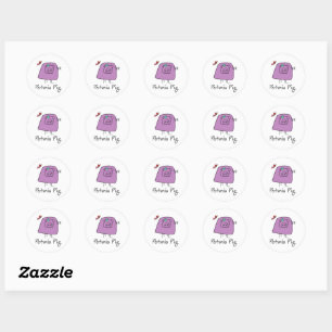 Petunia Pig (Purple) Classic Round Sticker