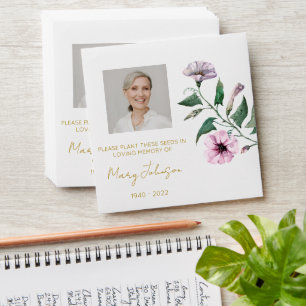 Petunia Simple Photo Funeral Seed Envelope