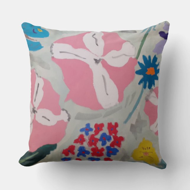 Petunia & Summer Flowers Cushion (Front)