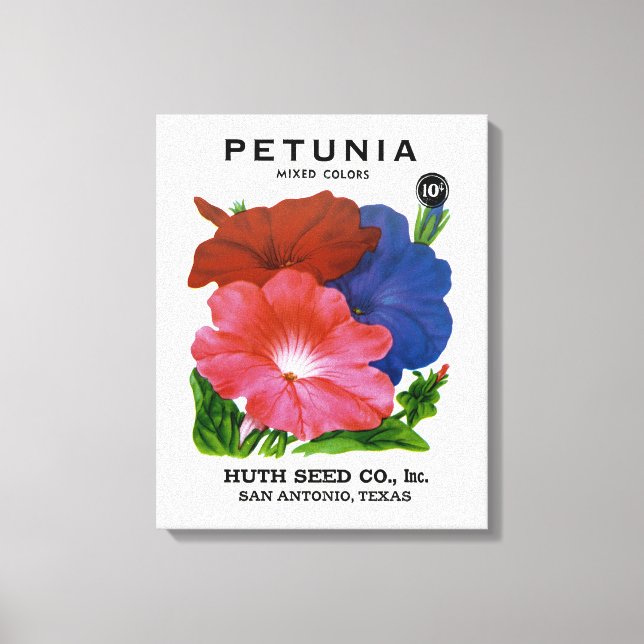 Petunia Vintage Seed Packet Canvas Print (Front)