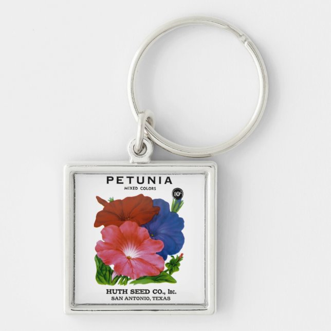 Petunia Vintage Seed Packet Key Ring (Front)