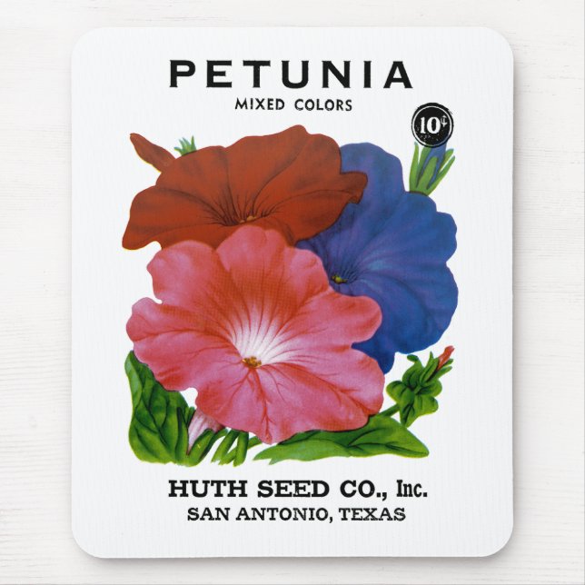 Petunia Vintage Seed Packet Mouse Mat (Front)