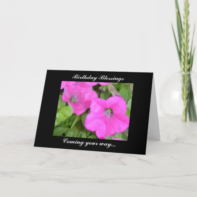 Petunias Birthday Blessings Card (Front)
