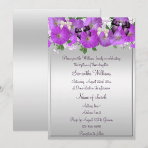 Petunias & Bows Girls Baptism Invitation