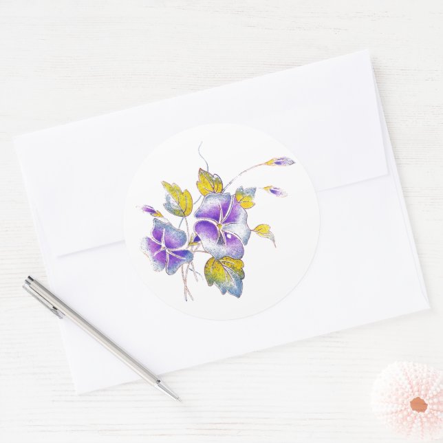 Petunias. Classic Round Sticker (Envelope)