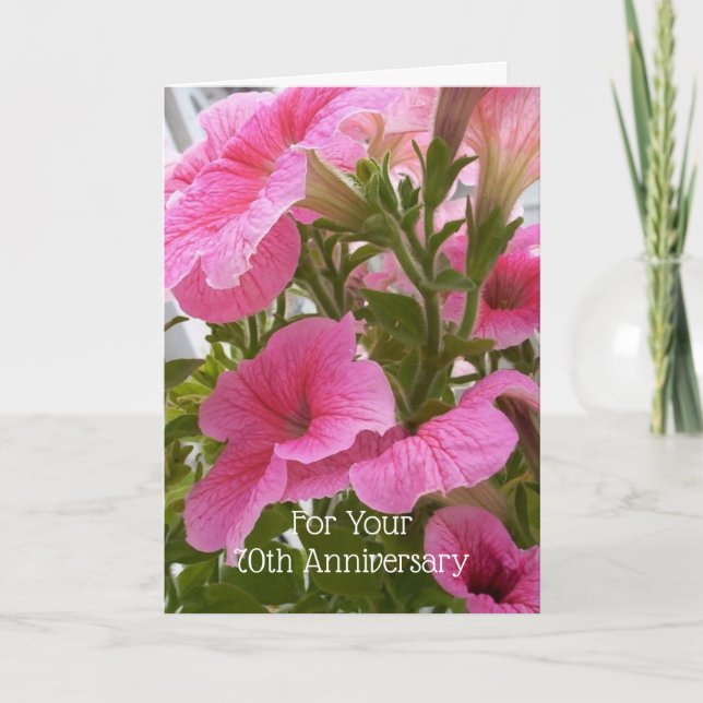 Petunias Personalised 70th Wedding Anniversary Card (Front)