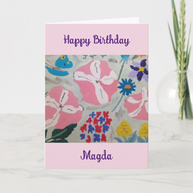 Petunias & Summer Flowers Birthday Card (Front)