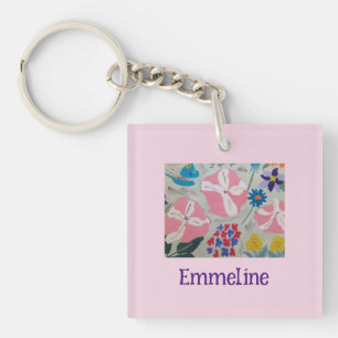 Petunias & Summer Flowers Personalised Key Ring