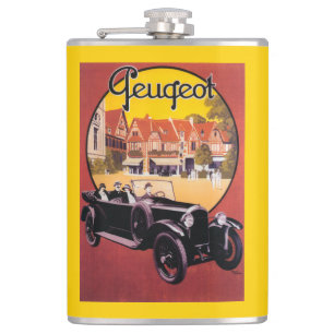Peugeot Automobile Promotional Poster Hip Flask