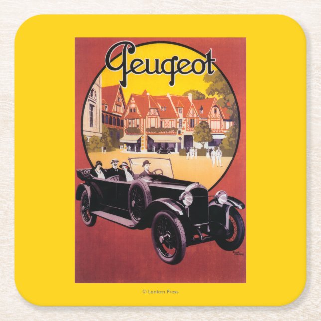 Peugeot Automobile Promotional Poster Square Paper Coaster (Front)