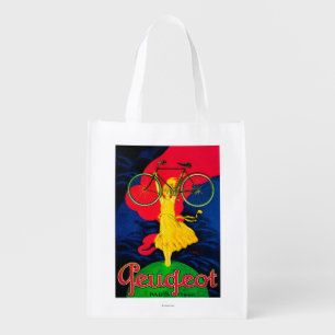 Peugeot Bicycle Vintage PosterEurope Reusable Grocery Bag