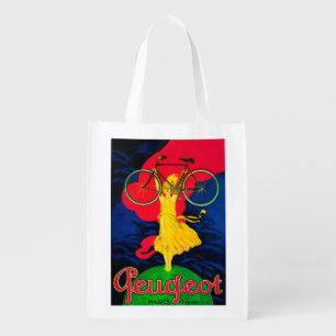 Peugeot Bicycle Vintage PosterEurope Reusable Grocery Bag