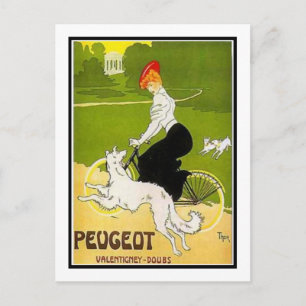 Peugeot Woman with Dog Postcard
