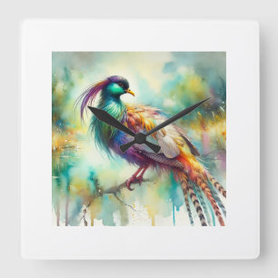 Peutren Bird 230824AREF107 - Watercolor Square Wall Clock