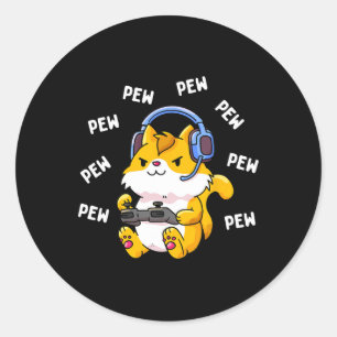 Pew Gamer Cat Video Game Cats Gaming Kitty Lover G Classic Round Sticker