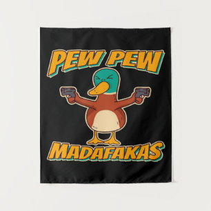 Pew Pew Duck   Duck Pattern Throw Blanket Tapestry