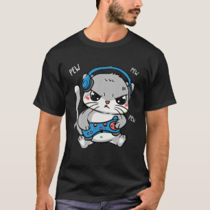 Pew Pew Gamer Cat Video Gamer And Cat Lover T-Shirt