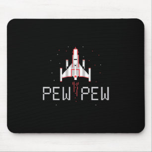 Pew Pew Gamer Vintage 80's 90's Arcade Gaming Love Mouse Mat