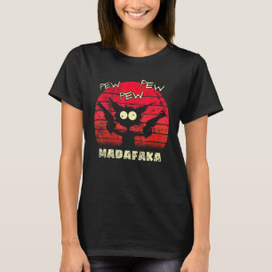 Pew Pew Madafaka Cat Crazy Cat Retro Graphic Peng T-Shirt