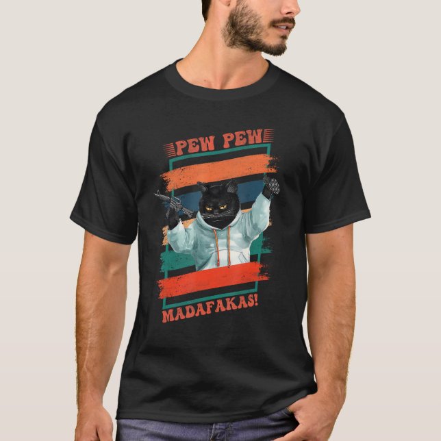 Pew Pew Madafakas Cat Vintage T-Shirt (Front)