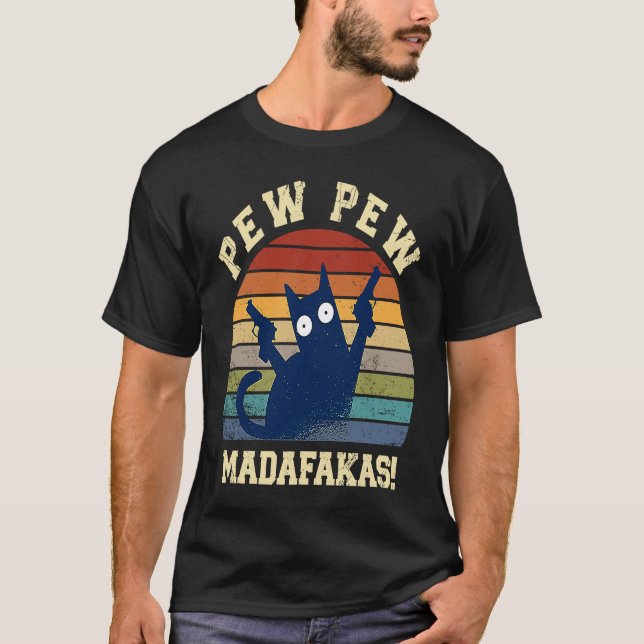 Pew Pew Madafakas  Pew Pew Cat Pyjamas Summer Cats T-Shirt (Front)