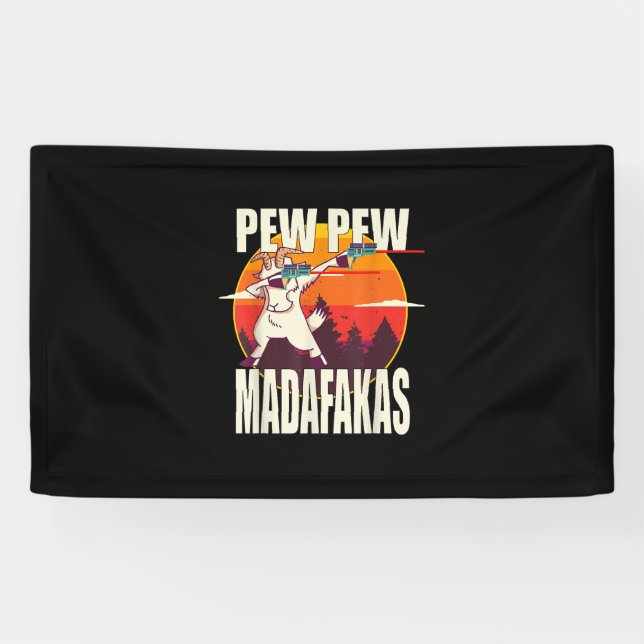 Pew Pew Madafakas Pew Pew Madafakas Goat Banner (Horizontal)