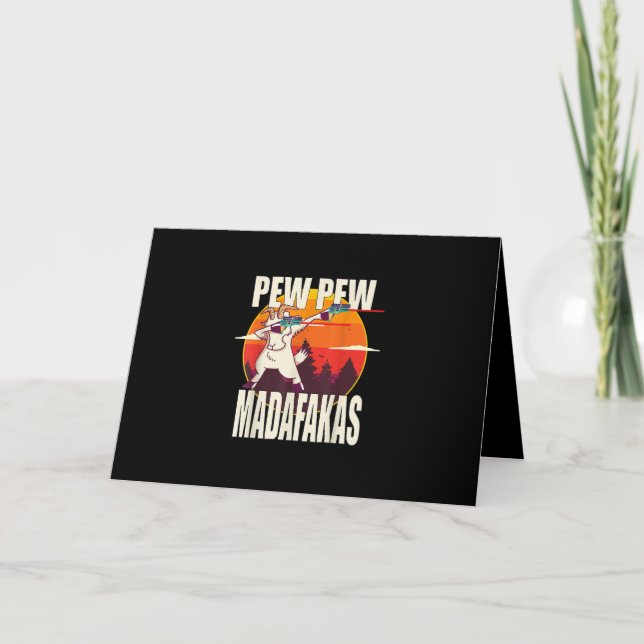 Pew Pew Madafakas Pew Pew Madafakas Goat Holiday Card (Front)