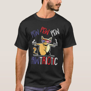 Pew Pew Pawtriotic Cat 4th of July Patriotic Ameri T-Shirt