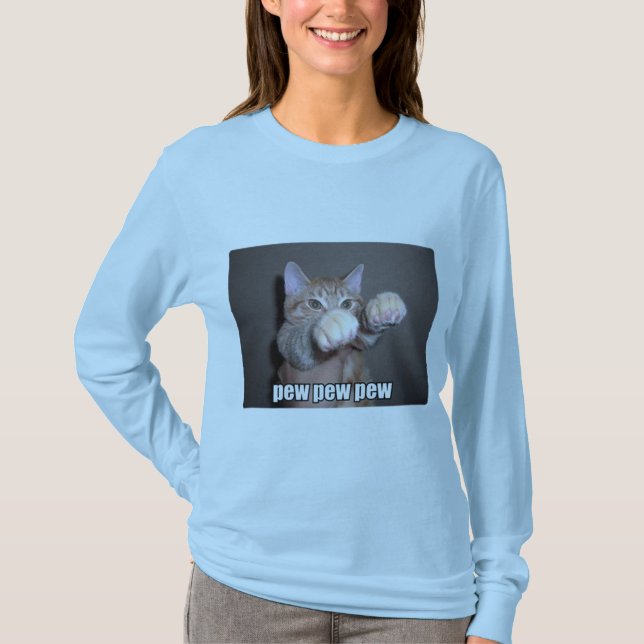 Pew Pew Pew Cat T-Shirt (Front)