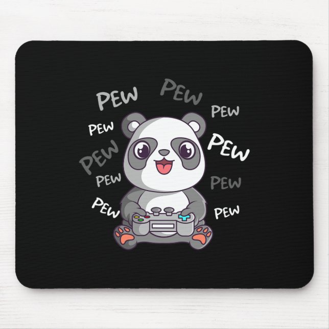 Pew Pew Pew Cute Panda Video Gaming Gamer  Mouse Mat (Front)