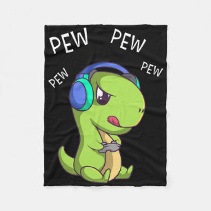 Pew Pew Pew Cute T-rex Dinosaur Video Gamer Gaming Fleece Blanket