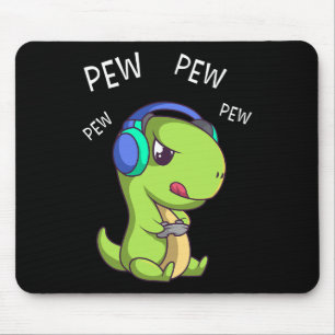 Pew Pew Pew Cute T-rex Dinosaur Video Gamer Gaming Mouse Mat