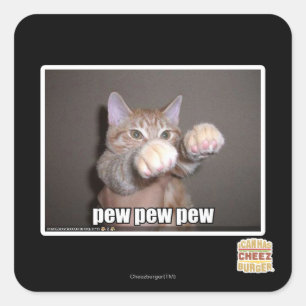 Pew pew pew square sticker