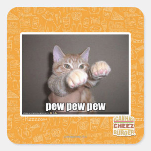 Pew pew pew square sticker
