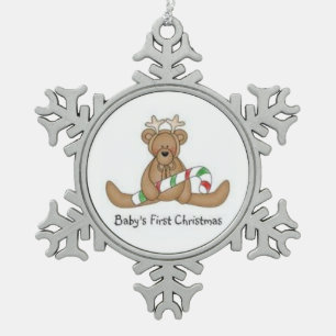 Peweter Snowflake Ornament/Babys First Christmas Snowflake Pewter Christmas Ornament