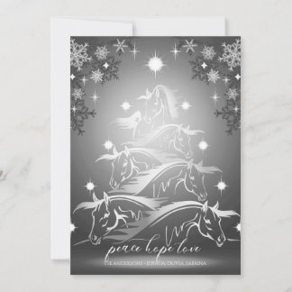 Pewter Abstract Christmas Horses Holiday Card