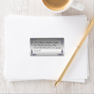 Pewter and Purple Jewel Wedding Address Label