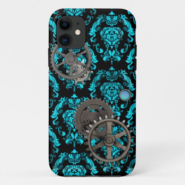 Pewter and Turquoise Steampunk Casemate Case-Mate iPhone Case (Back)