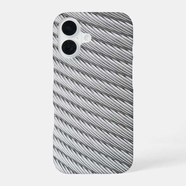 Pewter Braided Cable iPhone 16 Case (Back)