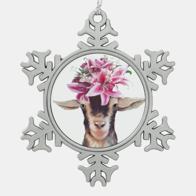 Pewter Christmas Ornament Lily the Goat (Front)