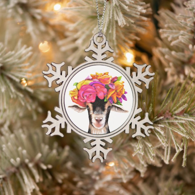 Pewter Christmas Ornament Posey the Goat (Tree)