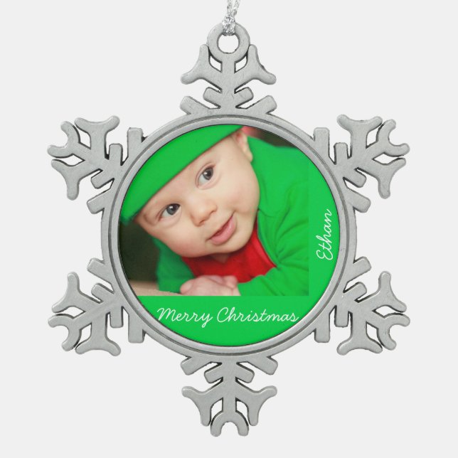 Pewter Christmas Ornaments With Baby (Front)