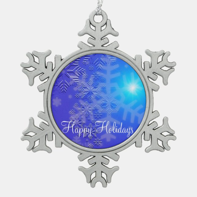 Pewter Christmas Ornaments With Snowflakes (Front)