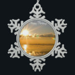 Pewter Christmas Ornaments With Winter Beach<br><div class="desc">Pewter Christmas ornaments with beautiful picture of winter beach and customisable text.</div>