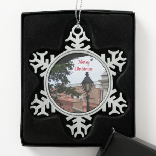 Pewter Christmas Snowflake Lamp Ornament