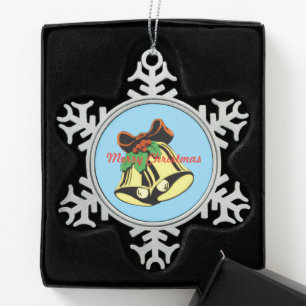 Pewter Christmas Snowflake Ornament Bells